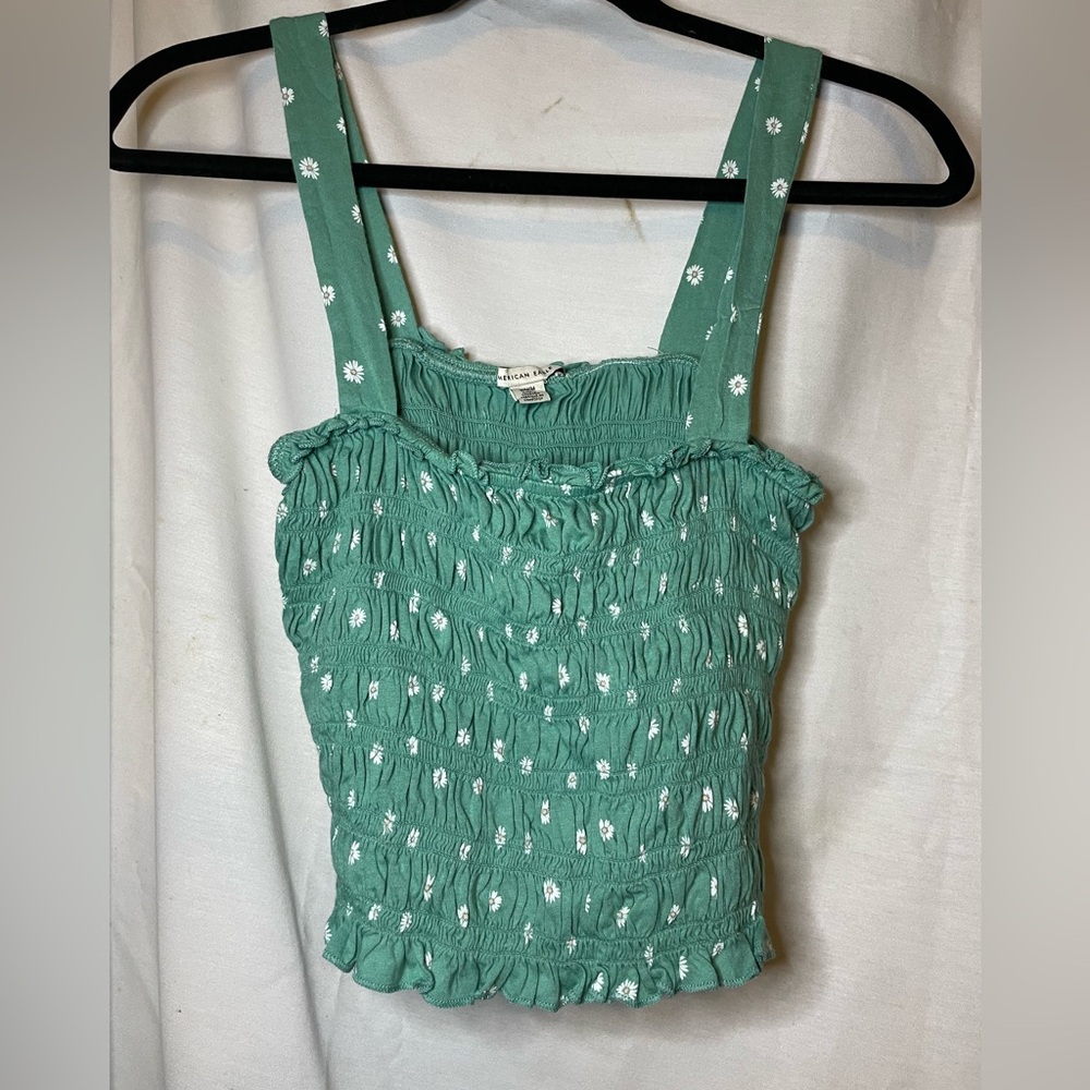 American Eagle Cropped Spring Green Floral Daisy Cami Tank Top Size: M GUC